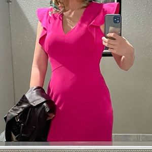 DKNY Pink Dress W Gold Zipper Back Size 14